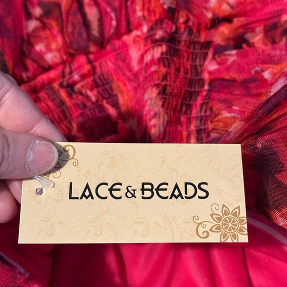 Lace & Beads tulle off-the-shoulder corset mini dress - Picture 4 of 11